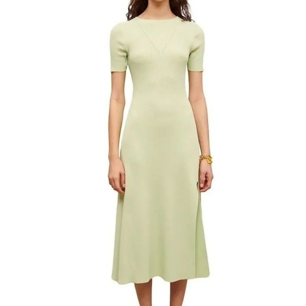 Maje Tie-Back Midi Green Dress Size 36 Small NWT - Picture 2 of 5